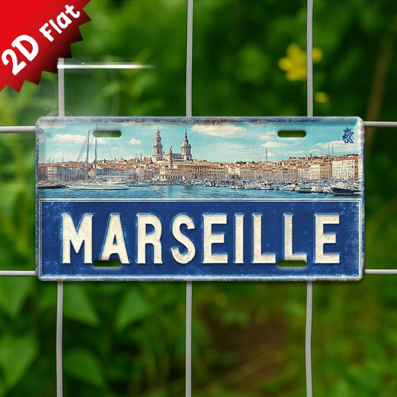 D Flat Single Piece Vintage Metal  Sign Decorative Plaque And Signboard Modern Minimalist Decor Featuring a Marseille