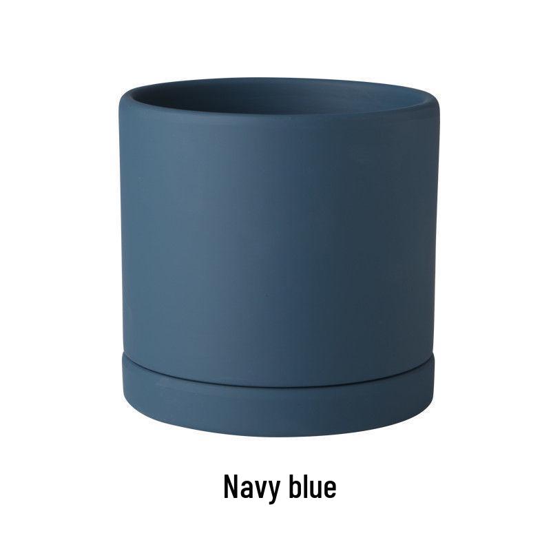 Morandi Colorful Ceramic Cylinder Flower Pots with Saucers for Indoor/Outdoor Plants