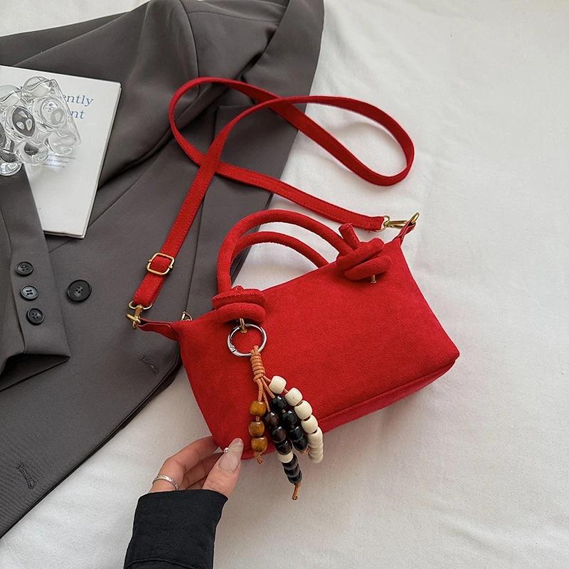 Women Small Suede Crossbody Bag 2026 New New Retro Short Handle Shoulder Bag Luxury Designer Handbags and Purses