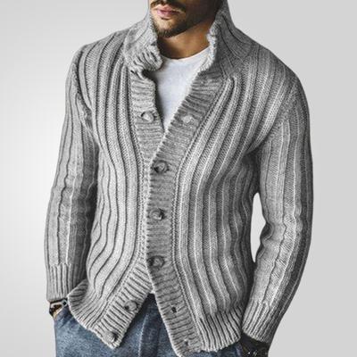 Autumn and Winter Casual Single-breasted Knitted Sweater Lapel Long-sleeved Sweater Jacket Men