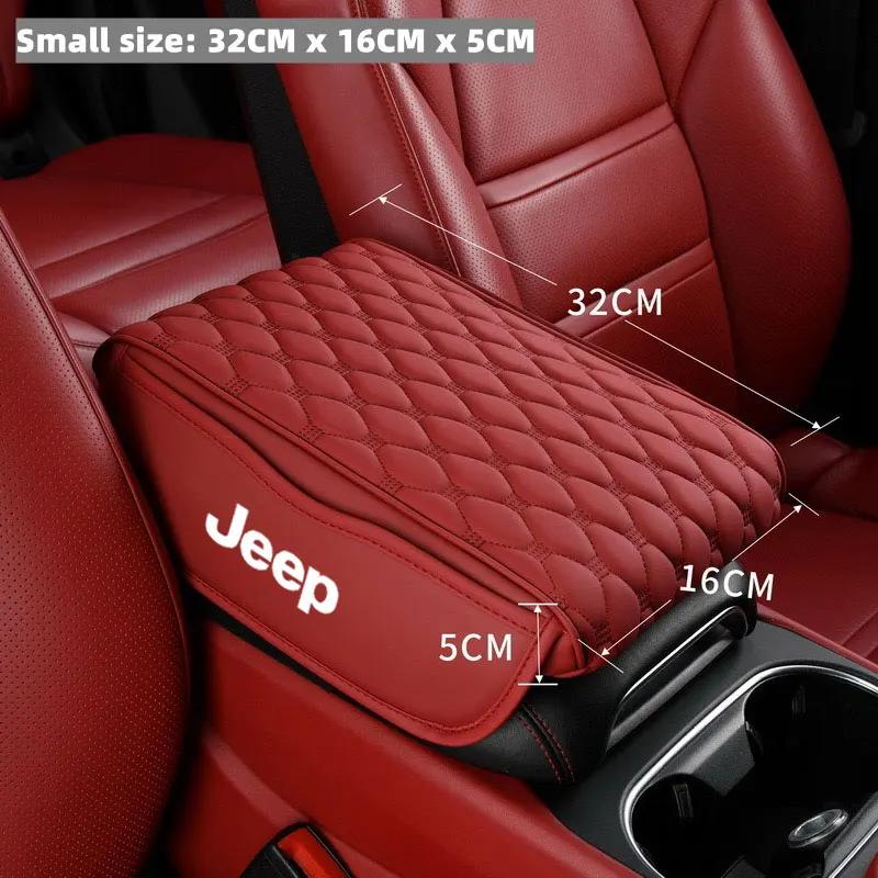 For Jeep Car Armrest Cover Mat Leather Waterproof Storage Box Pad For Jeep Grand Cherokee wk2 Wrangler JK Lanyard Gladiator A
