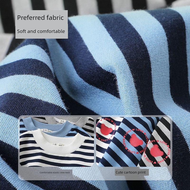 Boys' Casual Striped Crew Neck Sweatshirt Spring New Children's Clothing Kids' Top Baby Spring Trend U15947