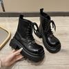 European thick-soled Martin boots for women's 2025 autumn and winter new breathable fashion big head lace-up fashion boots British style short boots