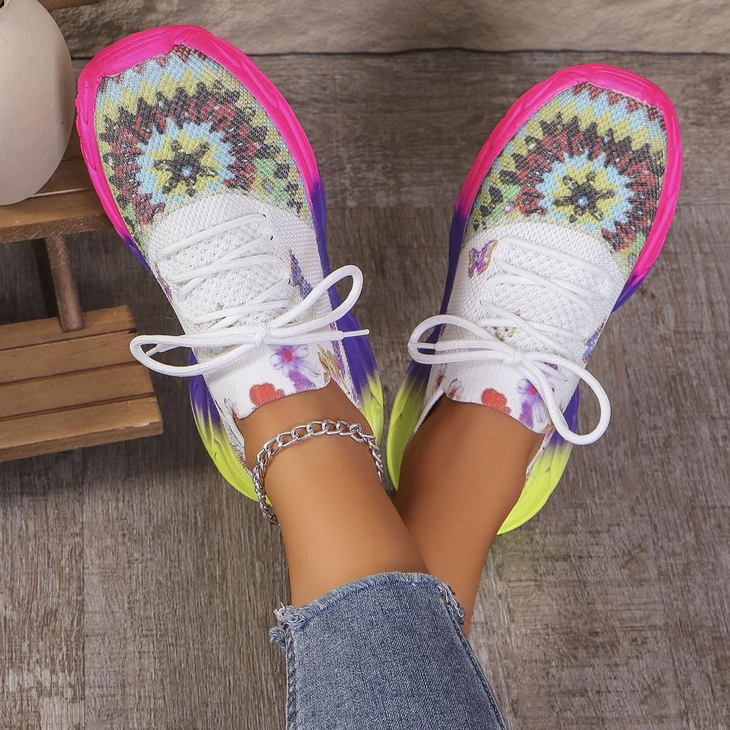 Fashion Feiwei Mesh Breathable Casual Shoes for Women 2024 Spring and Autumn New Fashion Thick-soled Multi-color Sports Shoes Large Size