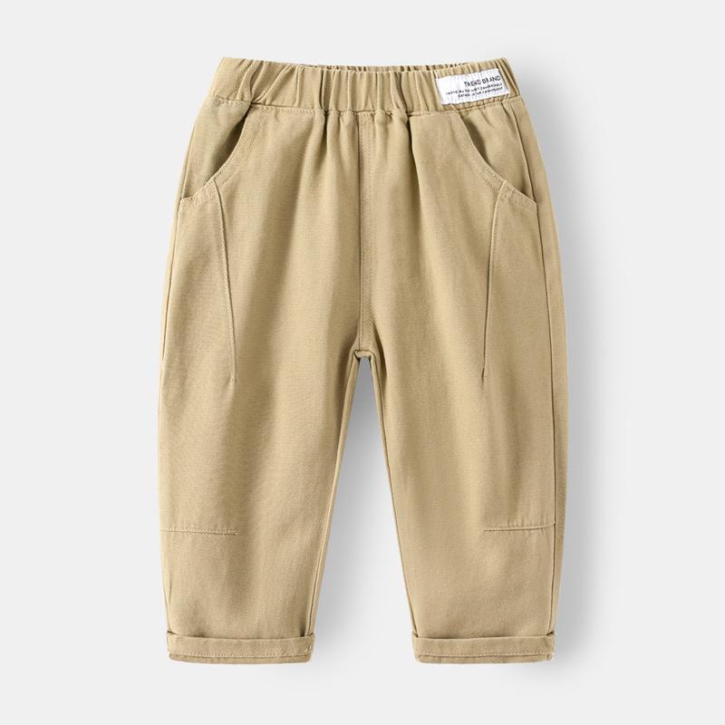 

Детские брюки Брюки для мальчиков Брюки с логотипом в виде буквы для малыша Модные и повседневные однотонные брюки 140 хаки
