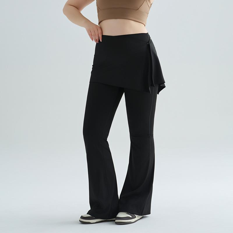 Women's High Waist Yoga Skirt Pants - Hip-Lifting Flare Trousers for Pilates & Fitness (Plus Size Available)