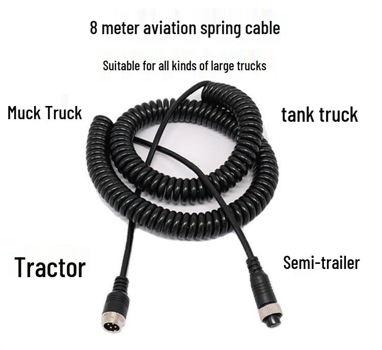 Aviation Head Spring Wire Four-Way Camera Connection Cable for Truck and Semi-Trailer Monitoring