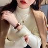 Chu Zhiwen autumn and winter semi-turtleneck integrated mink velvet piled thickened sweater women's versatile warm solid color bottoming shirt women