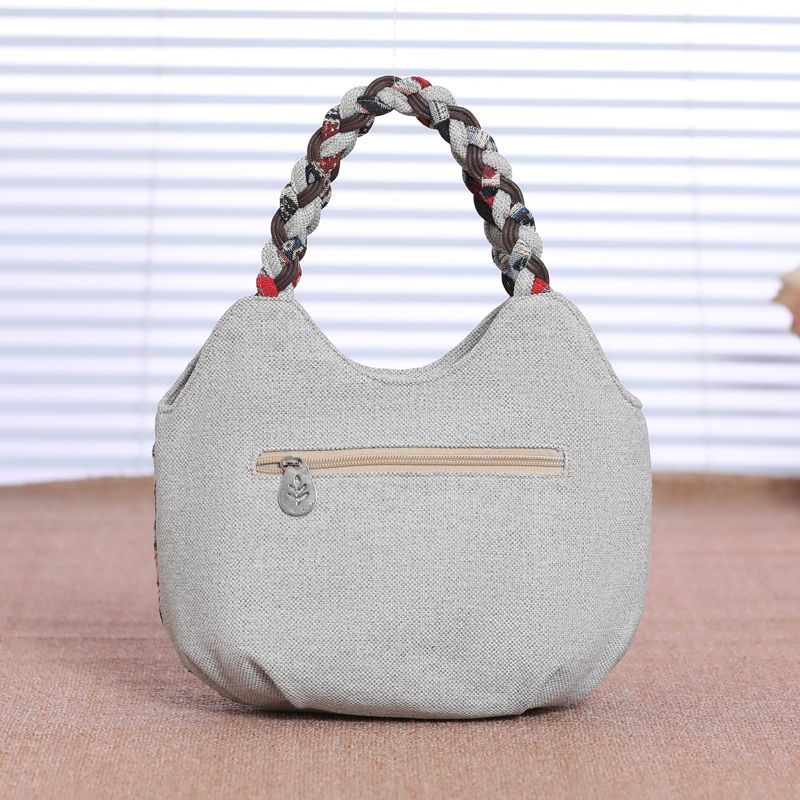 New Large Capacity Vintage Handmade Cloth Womens Top Handle Bag Retro Casual Canvas Tote Bag For Middle Aged Women Outdoor Daily Use
