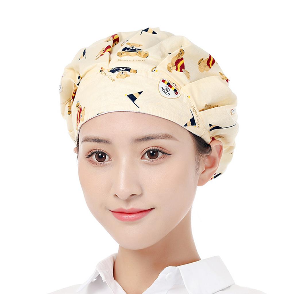 Stylish Kitchen Cap Keep Hair Neat Adjustable Elastic Chef Hat Working Cap Trendy Floral Pattern for Cooking Baking