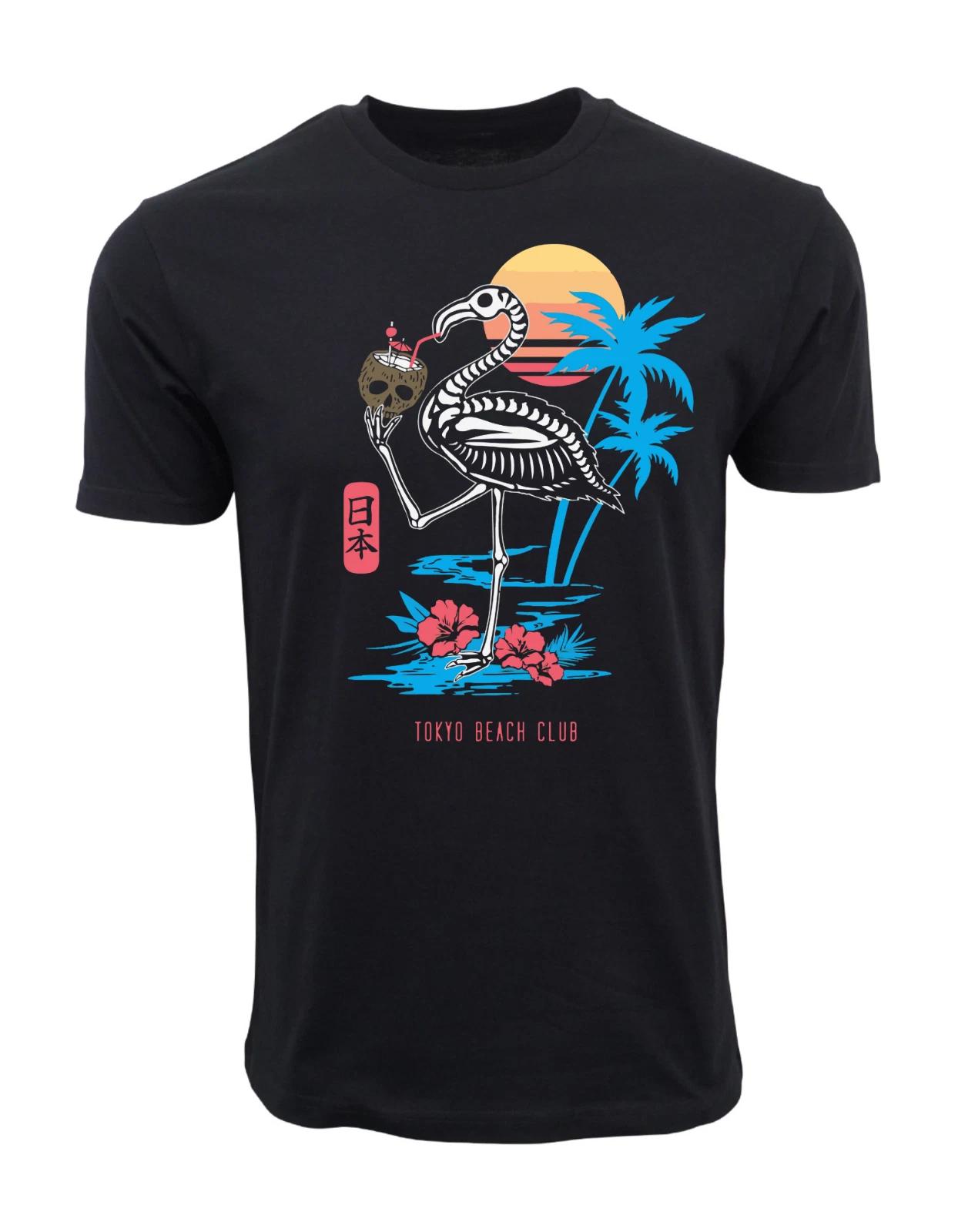 Unisex Adult Casual Graphic TOKYO BEACH CLUB FLAMINGO PARADISE TEE Tee XL