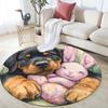 Plush Dog,Round Area Rug,Carpet Rug for Living Room Bedroom Sofa Playroom Decor,Non-slip Floor Mat