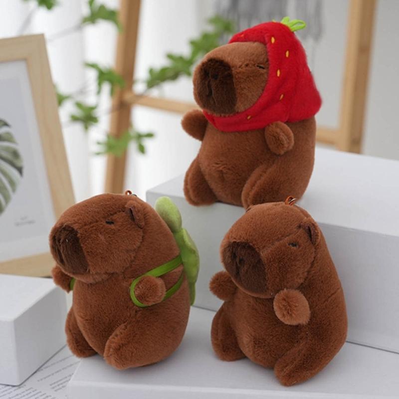 Stylish Capybara Keychain Stuffed Animal Keyring Ornament Adorable Plush Bag Pendant Accessories for Animal Lovers