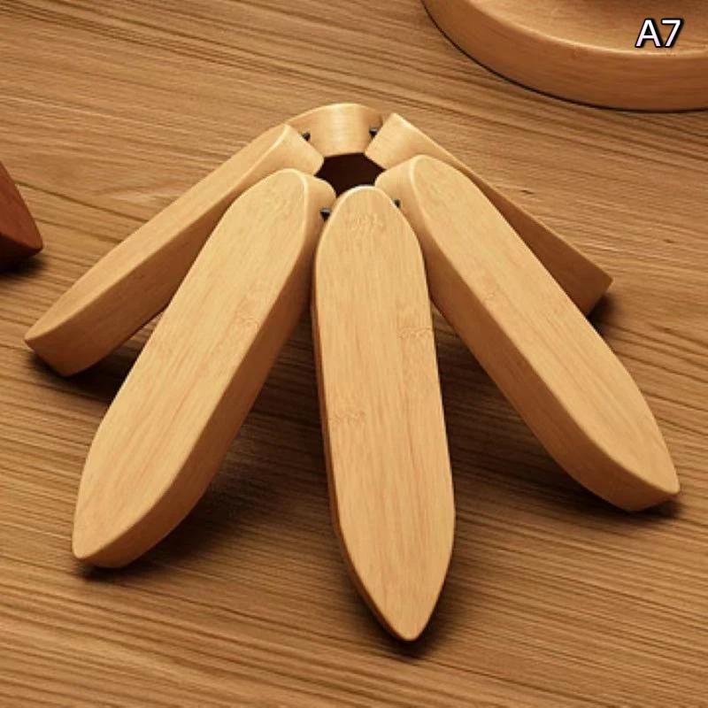Tree Design Stand Wooden Christmas Tree Shape Decorative Anti Scald Heat Resistant Table Ornament Mat Coaster