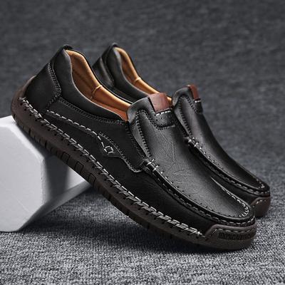 Men's Handmade Leather Shoes Casual Loafers Slip On Leather Flats Outdoor Walking Shoes