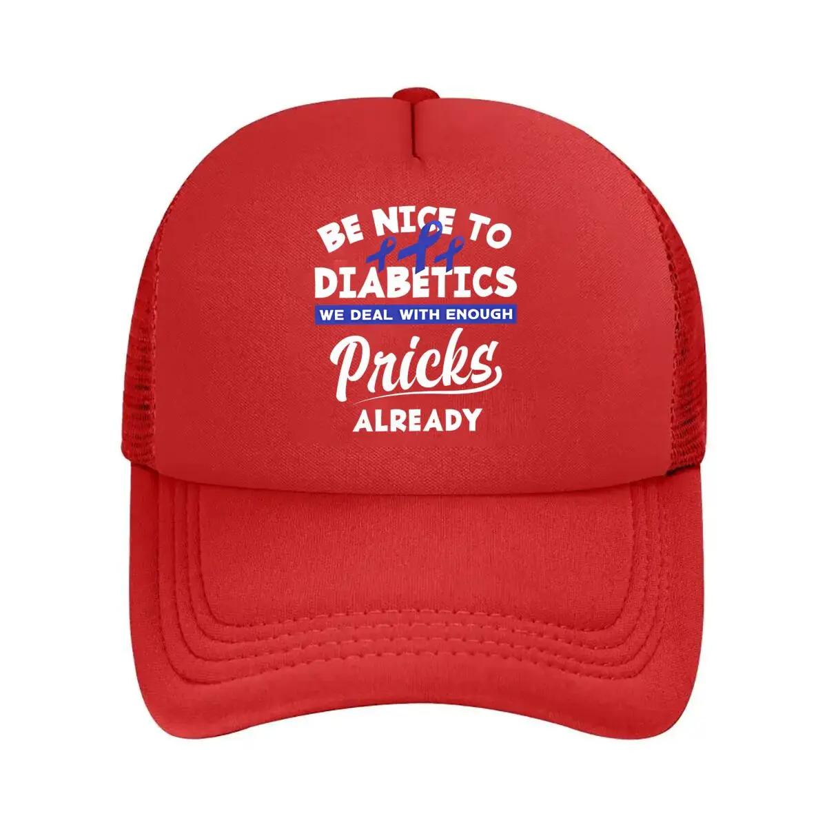 Diabetes Awareness Blue Ribbon Message Mesh Baseball Cap One Size