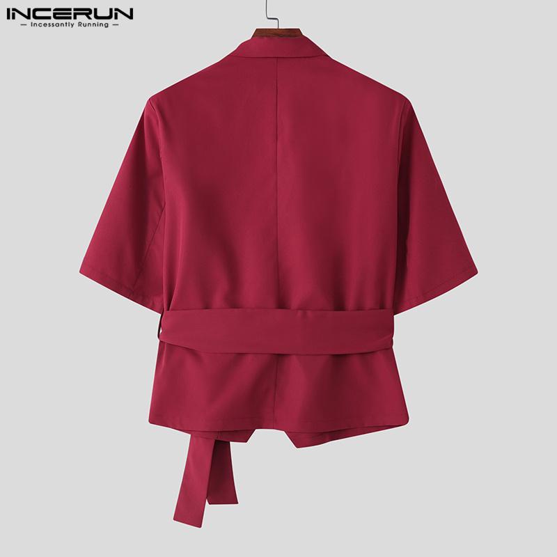 INCERUN Sommer Herren Revers Halbarm Ein Knopf Floral Bandage Lässig Party Kurz Dünn Blazer Mäntel