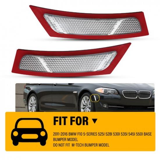 2x Боковой габаритный фонарь-отражатель переднего бампера для BMW 2011-2016 F10 545i 535i 550i чистый