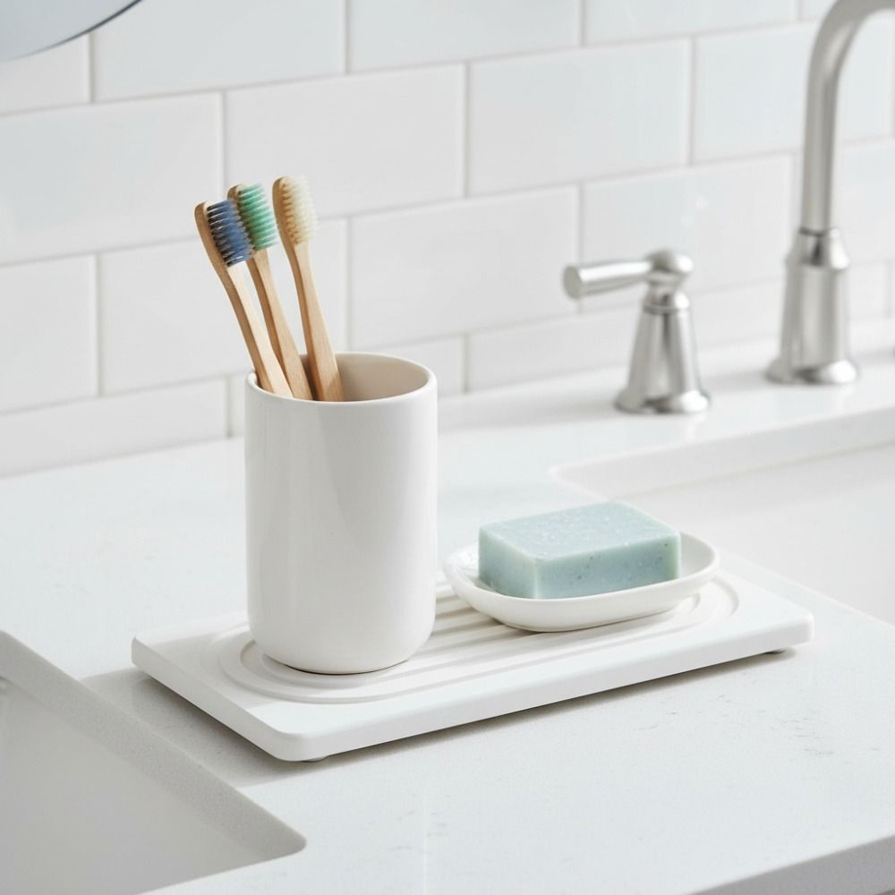 Plateau de salle de bain en terre de diatomées à séchage rapide 2 pièces Plateau absorbant l'humidité Plan de travail de cuisine