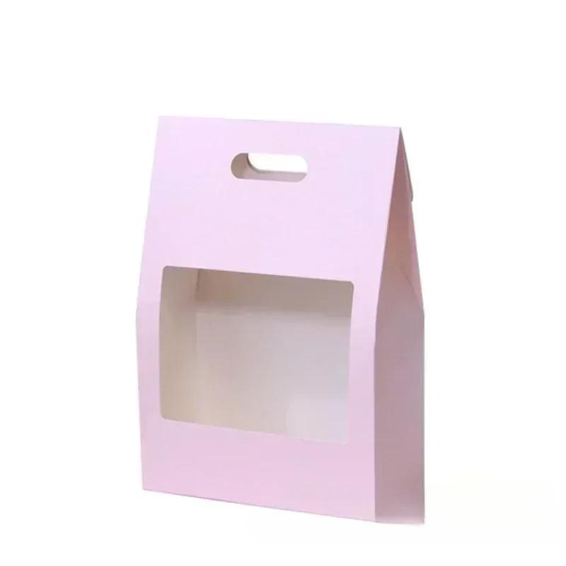 Handheld Bag with Window Opening Flower Box Kraft Paper Multicolor Flower Box Teaching Materials for Floral Packaging  Gift Boxs