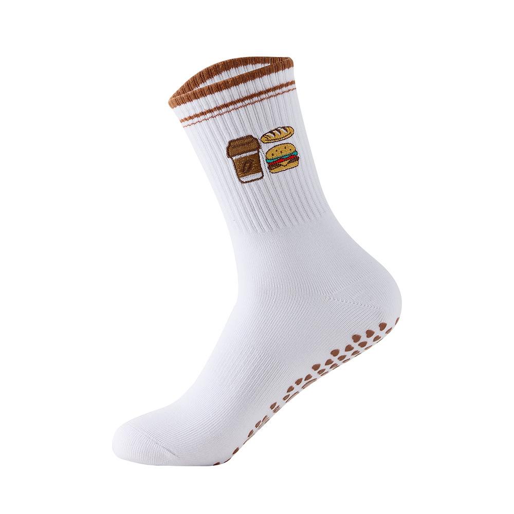 Sports Socks, Women's Mid-calf Socks, Anti-slip Yoga Socks, Personalized and Trendy Embroidery, Fitness Training, Pilates