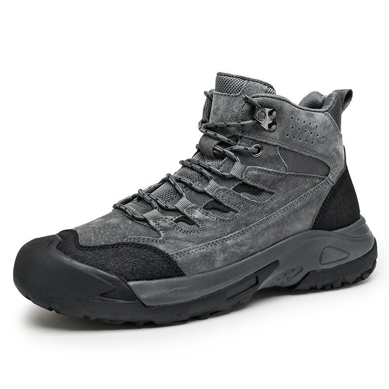 New Outdoor Shoes Men's High-top Hairy Hiking Shoes Non-slip Off-road Shoes Wear-resistant, Climbing Professional Hiking Shoes