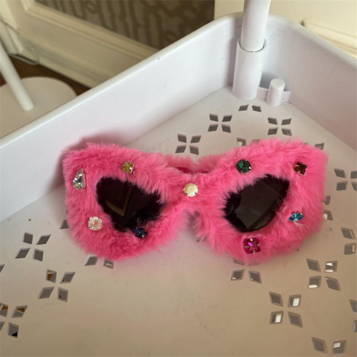 

Рождественские солнцезащитные очки Барби и повязки для волос для женских новых розовых нарядов горячей девушки, модные плюшевые очки-носороги, Рождество розы красного