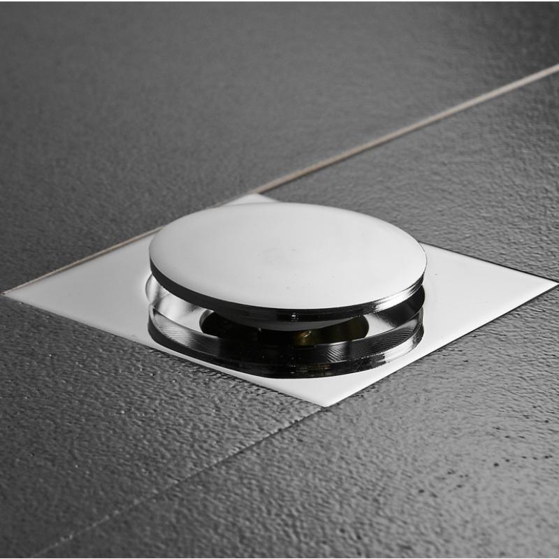 Açılır Ayak Yer Sifonu Pirinç Krom Koku Giderici Banyo Sifonları Aşağı Itin Koku Giderme Kare Mat Duş Odası Kapak Fişi