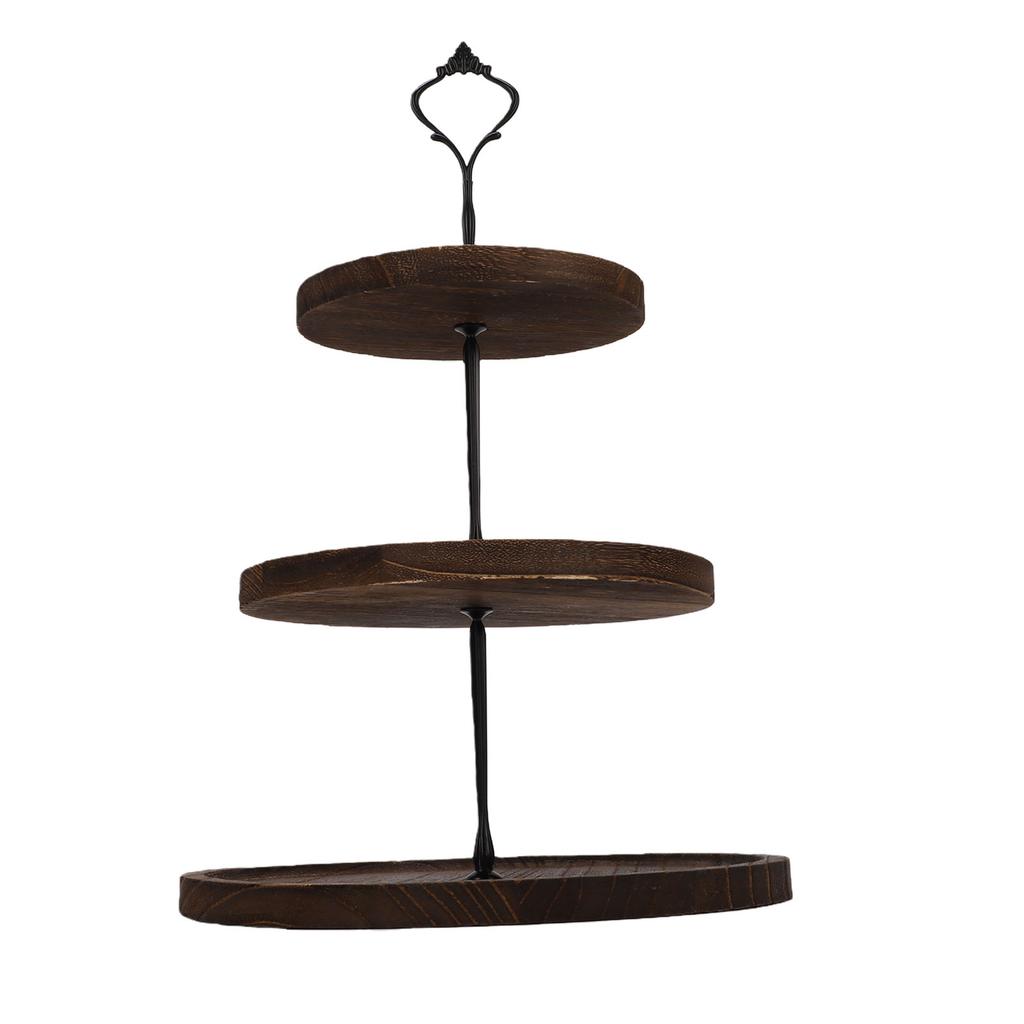 Wood 3 Tier Dessert Stand Cupcake Stand Table Sweet Dessert Snacks Fruits Pastry Rack Dark Color