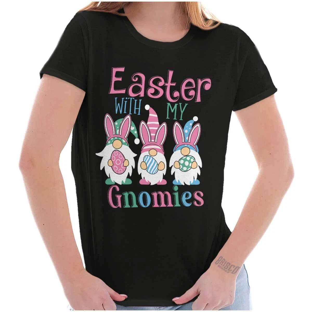 Funny Easter With My Gnomies Spring Joke Graphic T Shirts for Women T-Shirts M