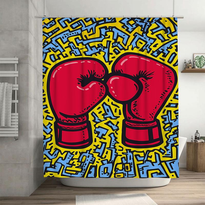 

Bold Boxer Gloves Shower Curtain 3D Printed Home Decor for Bathroom Supermarket Sale Price $150 90x180cm