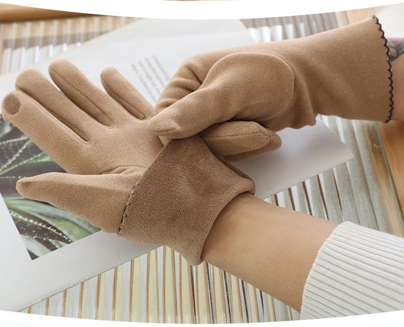 Women's Touchscreen Velvet-Lined Cold-Proof Cycling & Driving Gloves for Autumn/Winter