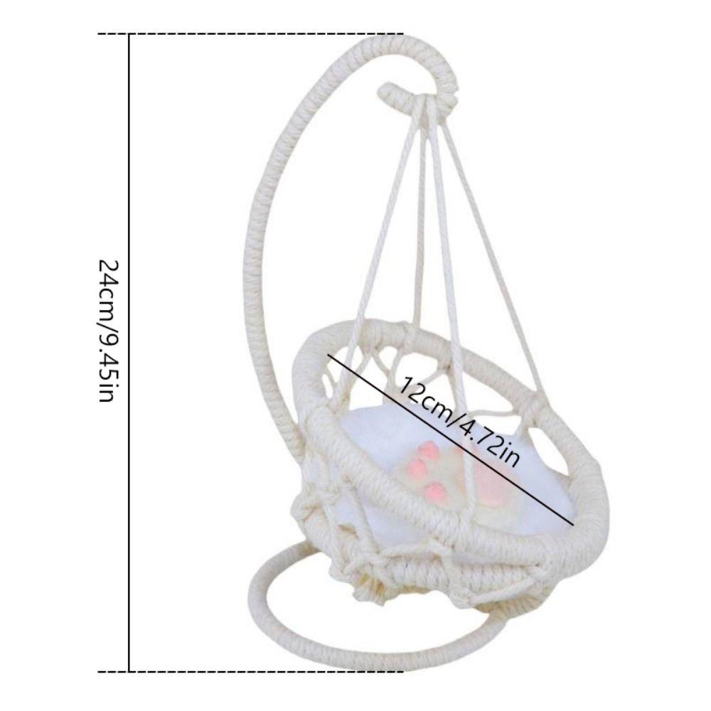 With Cushion Mini Doll Hanging Chair Hand-woven Miniature Size Toy Hammock Doll Accessories Toy Room Decoration Enamel Doll