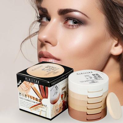 5-in-1 Long-Lasting Pressed Powder with Concealer, Contour and Setting Function