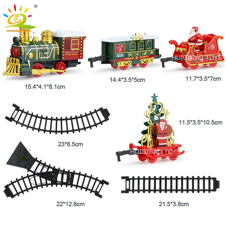 Non-Toxic Christmas Tree Electric Train Tracks Set Santa Claus Cargo Cars With Xmas Sounds Lights Toys For Adult New Year Gift