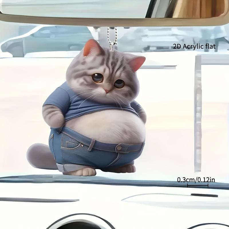 1pc Cute 2D Cat Crystal Charm - Perfect Car Decoration and Keychain Accessory, Ideal Holiday Gift