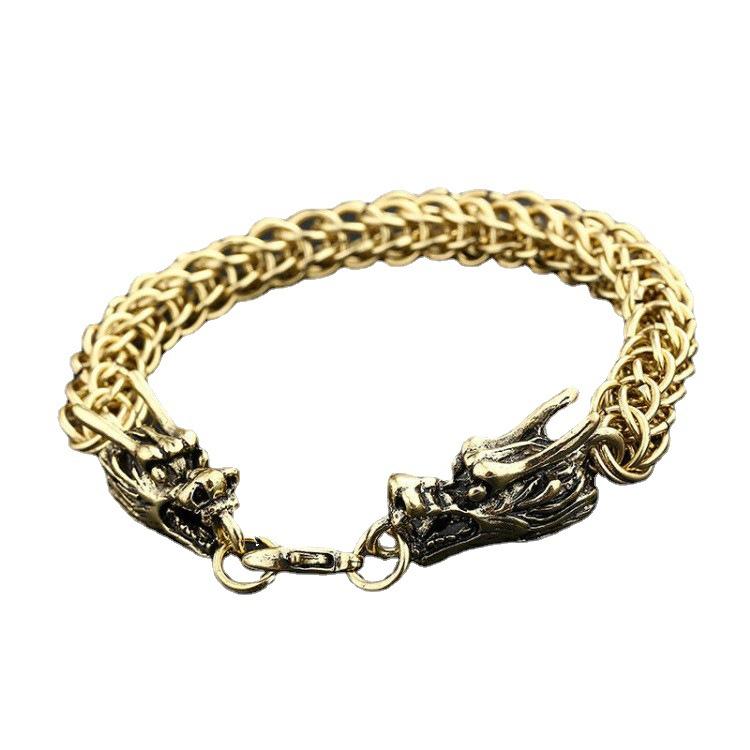 Trendy Men'S Jewelry, Personalized Retro Titanium Steel Zodiac Double Faucet Domineering Bracelet, Men'S Old Punk