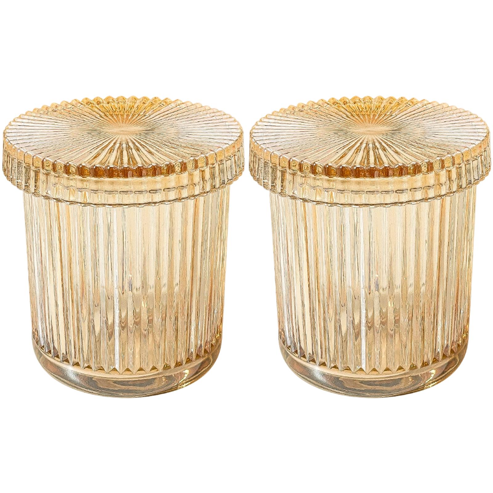 2pcs Clear Glass Swab Storage Jars With Secure Lids For Bathroom Bedroom Office Organization