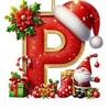 Red Initials Christmas Ornaments 2D Acrylic Personalized Gnomes Monogram Pendant with Santa Hat 26 Letters Christmas Tree Hanging Decoration for Xmas