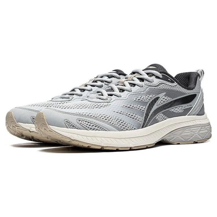 Li-Ning Fuyiao Fabric Synthetic Leather Non-Slip Wear-Resistant Breathable Low-Top Running Shoes Men Sneaker Light-Smoke-Gray ARXT011-3