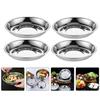 6 Pcs Fruit Tray Stainless Steel Disc Plate Dessert Storage Silver Barbecue Round Dish Travel