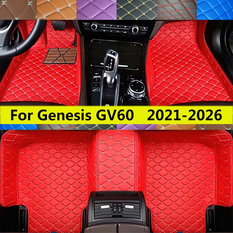Floor Mats For Genesis GV60    2024 2025 2026 Car PU Leather All Weather Foot Pads Auto Carpets Interior Accessories