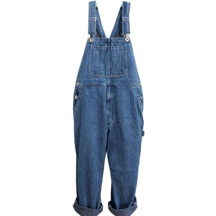 

Men Denim Overalls Jumpsuit Plus Size Work Clothes Blue Jeans Strap Straight Pants Large Sizes 30-48 50 50 синій