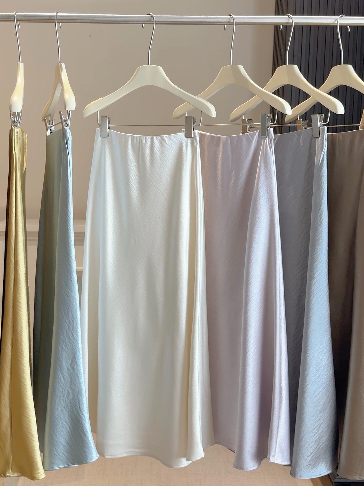 Горячая Элегантная Сатиновая Юбка-Русалка - Облегающая, Обтягивающая Бедра, Весенний Стиль для Женщин Large абрикосовый