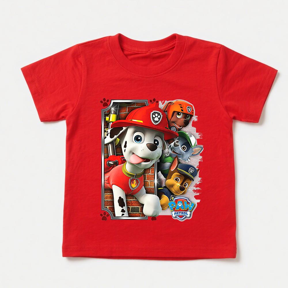 Kids Paw Patrol Cartoon Graphic T Shirt Cotton Casual Short Sleeve Tee Boys Girls Summer Toddler Clothing 100