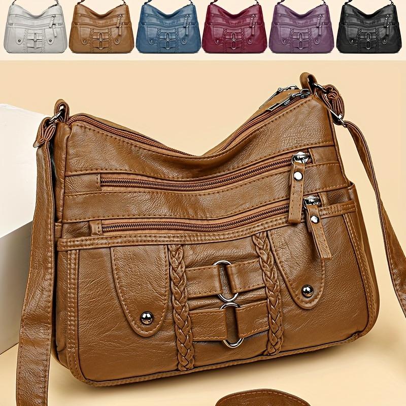 Women's Faux Leather Multi-pocket Crossbody Bag
