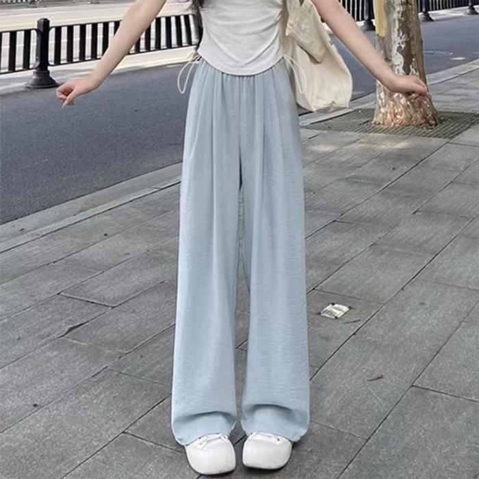 

Летние тонкие женские свободные летние модели повседневные длинные брюки уличные брюки с широкими штанинами женские брюки 3XL синий