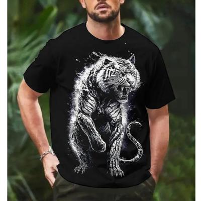 Camiseta Masculina de Manga Curta com Estampa 3D e Gola O Verão