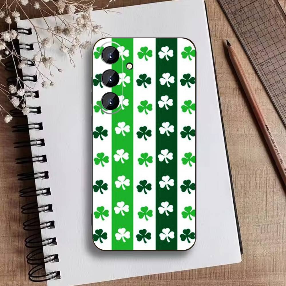 Lucky-Four-leaf Clover Phone Case For Samsung Galaxy A73,A21s,A22,A31,A52,A53,A71,A41Soft Black Shell