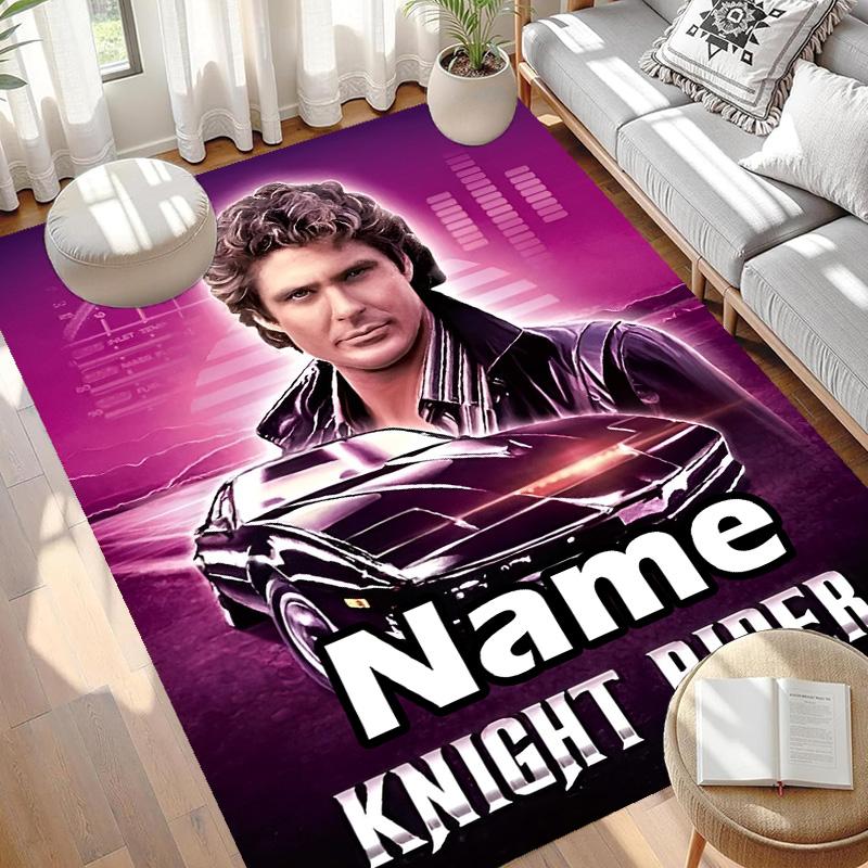 Custom Name Personalized Knight Rider Print Carpet, Versatile Home Decor Rug, for Playroom, Apartment, Balcony, Entryway, Hallway Gift